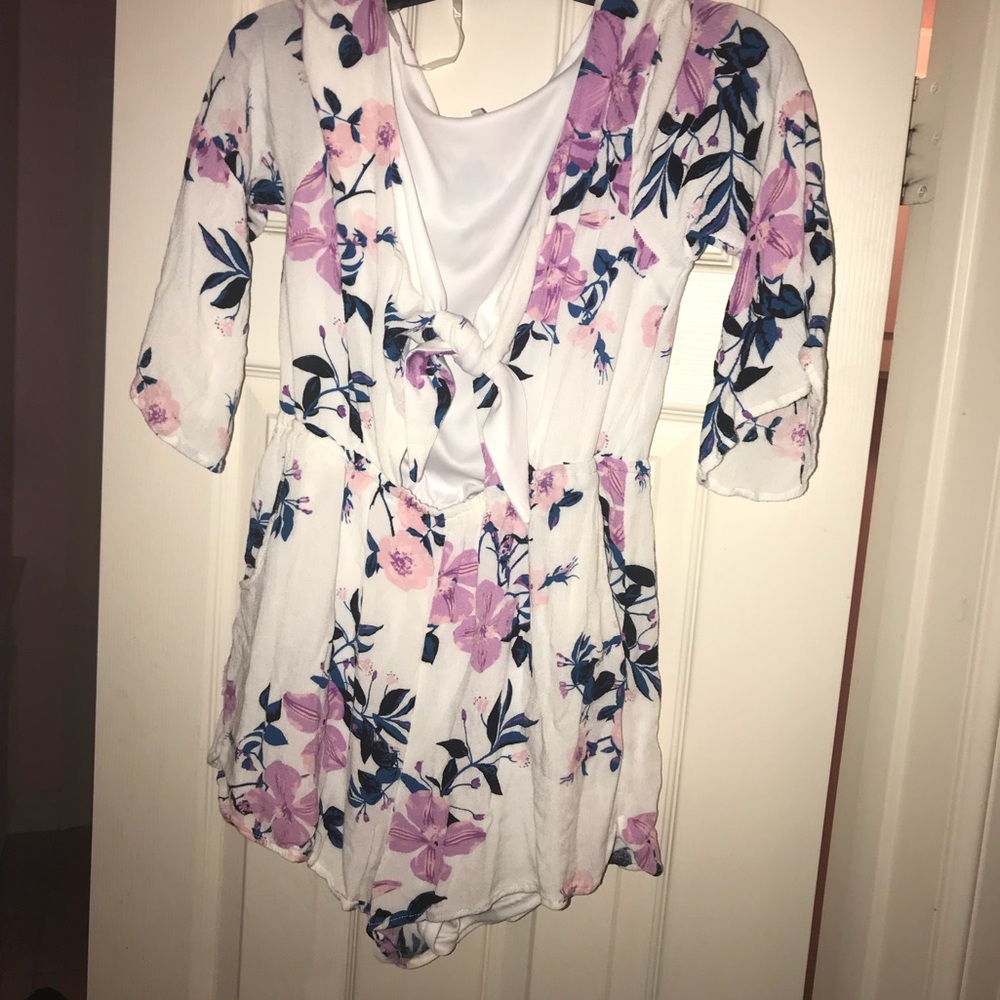 flowy floral romper with a cut out!